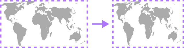 Two world maps side-by-side. The right one is a little narrower because it uses a different map projection.